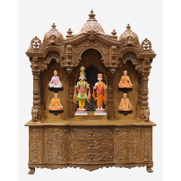 Wooden Mandir (Teak) - Natural Polish