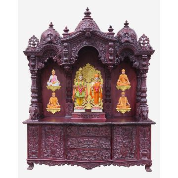 Wooden Mandir (Teak) - Cherry Polish
