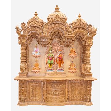 Wooden Mandir (Teak) - Natural Polish