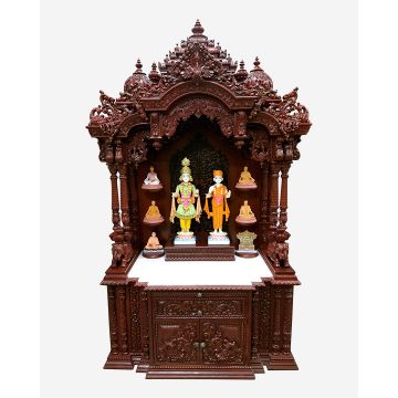 Wooden Mandir (Teak) - Cherry Polish