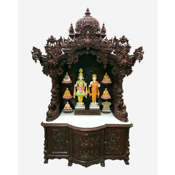 Wooden Mandir (Teak) - Cherry Polish