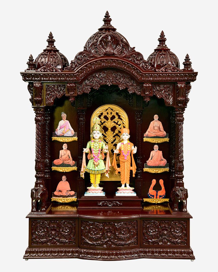 Wooden Mandir (Teak) - Cherry Polish
