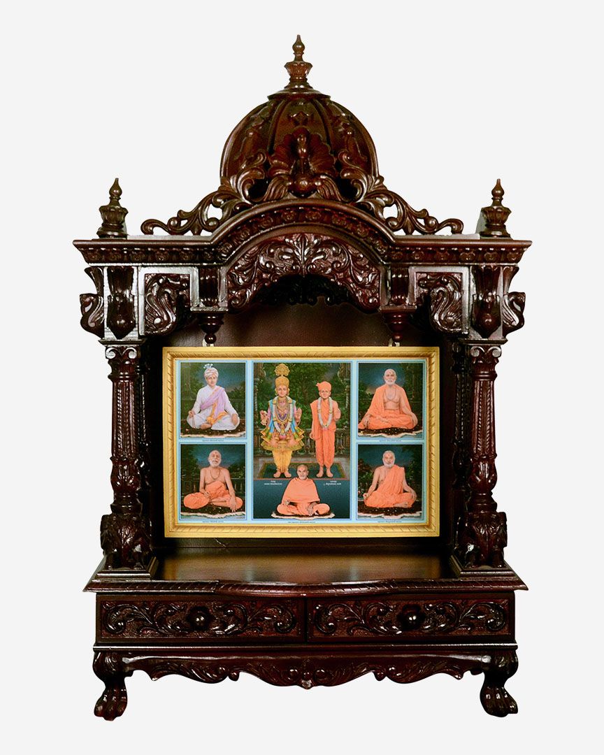 Wooden Mandir (Teak) - Cherry Polish