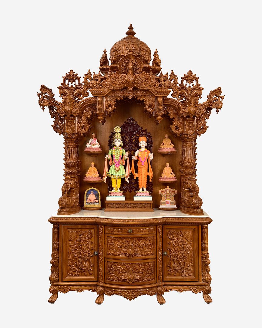 Wooden Mandir (Teak) - Natural Polish
