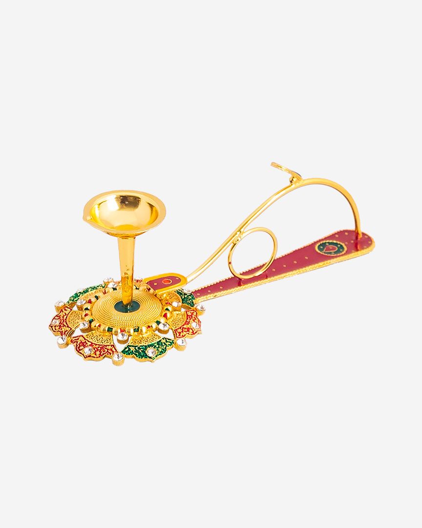 Decorative Aarti (Golden Color)(1 wicks)