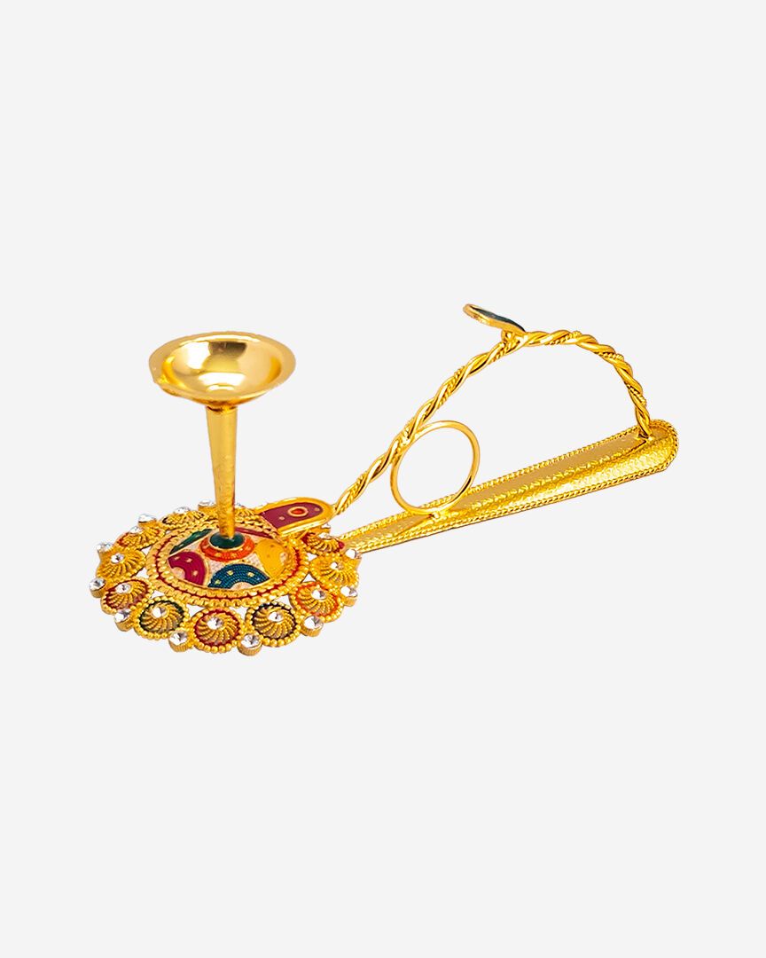 Decorative Aarti (Golden Color)(1 wicks)